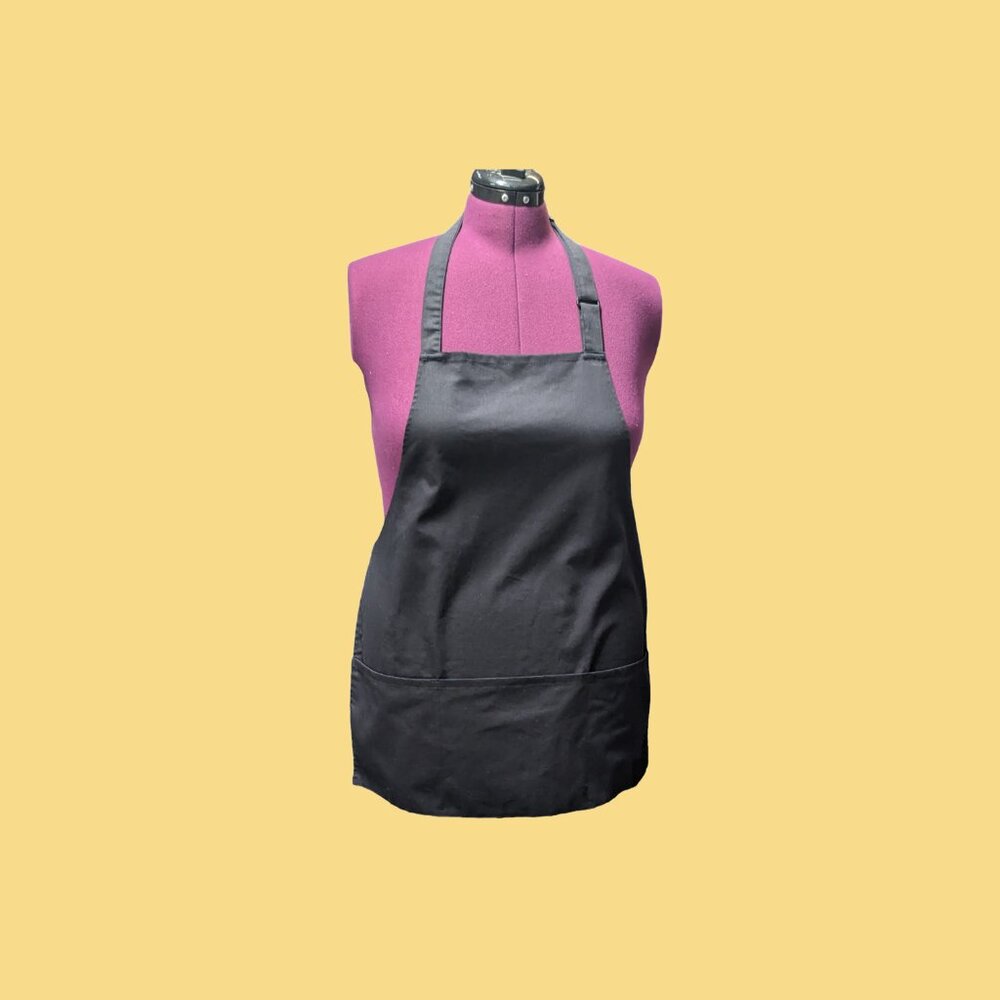 Classic Short Apron Color Black with Three Large Front Pockets